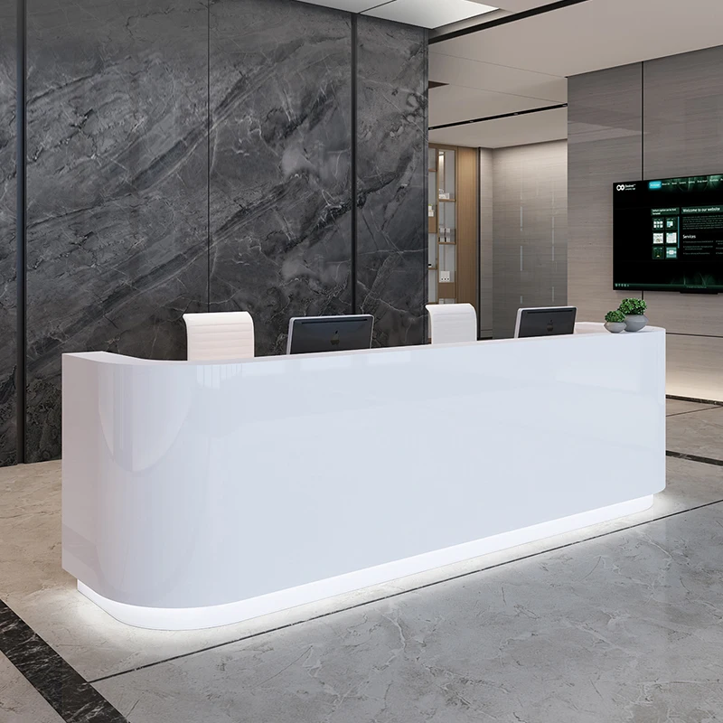 Waiting Hotels Reception Desk Front Simplicity Luxury Cash Desk White Luxurious Pulpito Para Igreja Beauty Salon Furniture