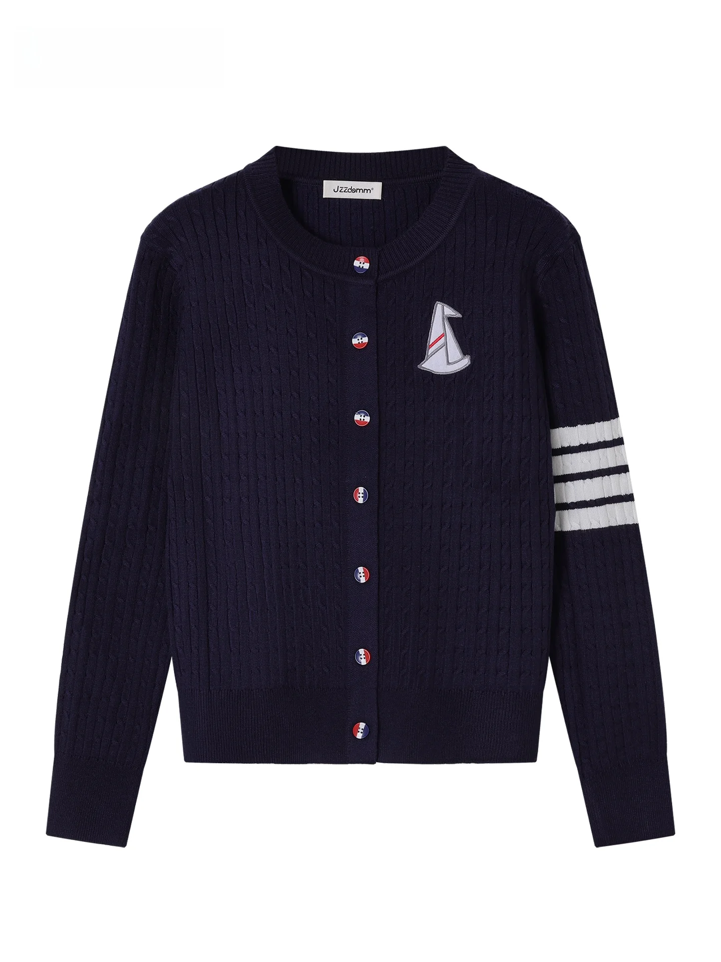 

JZZDEMM College Sle Knitted Cardigan Women's Faion Twist Stitch Embroidery Sweater Jaet Soft Long Sve round Ne Coat