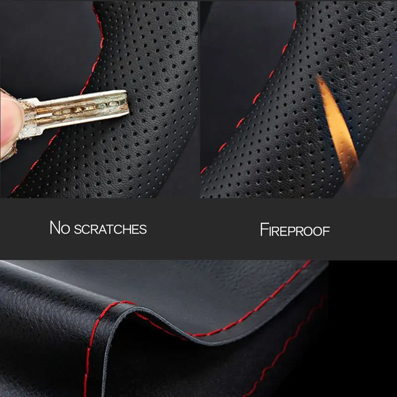 Car Steering Wheel Braid Cover Universal Fiber Leather Car Steering-wheel With Needles And Thread Auto Interior Accessories