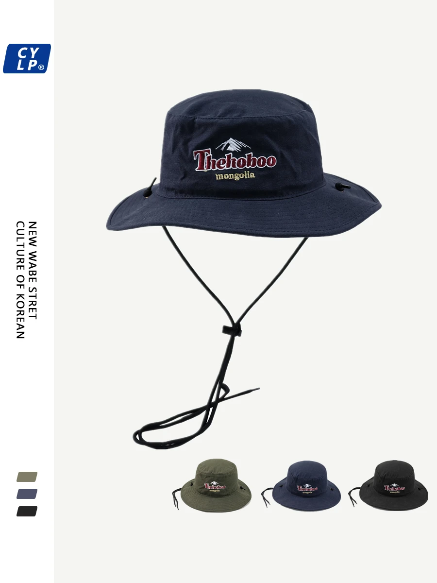 

Embroidered Fisherman Hat Female Outdoor Travel Camping Mountaineering Sun Protective Sun Hat Korean Fashion Bucket Hat Male