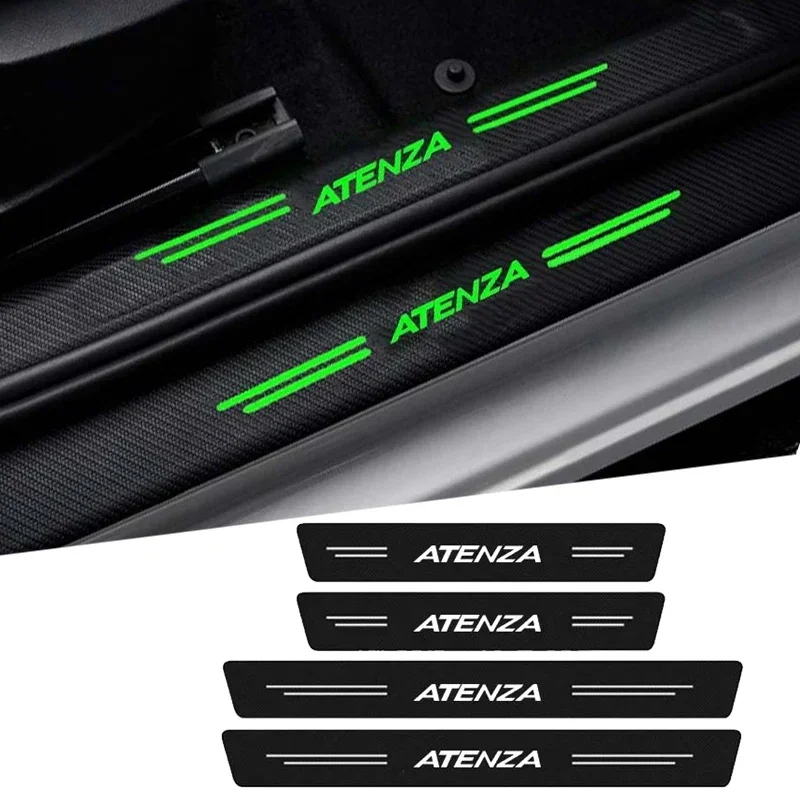 Luminous Carbon Fiber Stickers for Mazda ATENZA Logo Rear Trunk Bumper Door Sill Threshold Tape Scuff Scratch Decals Accessories