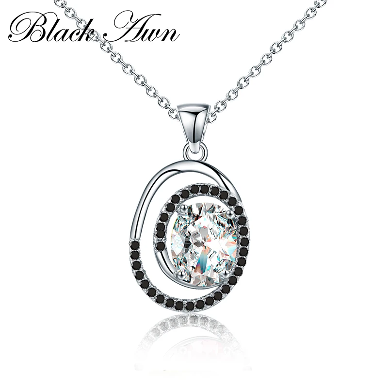 Black Awn Hot Sale Fashion Lucky Trendy Genuine 100% 925 Sterling Silver Necklaces Pendants Jewelry Necklace Women Bijoux P108