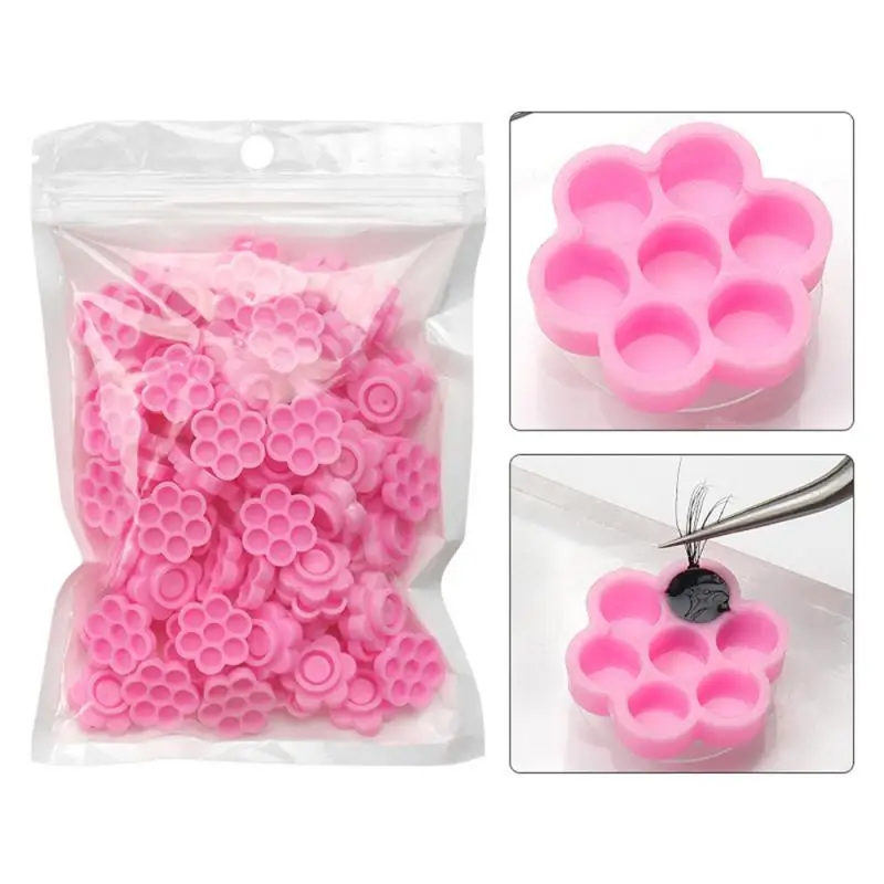 Lot Flower Plum Shaped Eyelash Extension Glue Holders Grafting Lashes Glue Delay Cup Tattoo Pigment Holding Cups