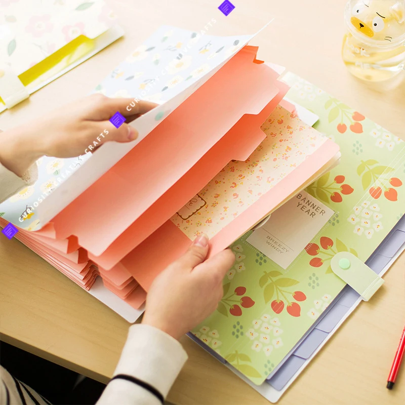 Carpeta de archivos A4, organizador de documentos de gran capacidad, 5 capas, Color Macaron, material de oficina escolar para estudiantes,