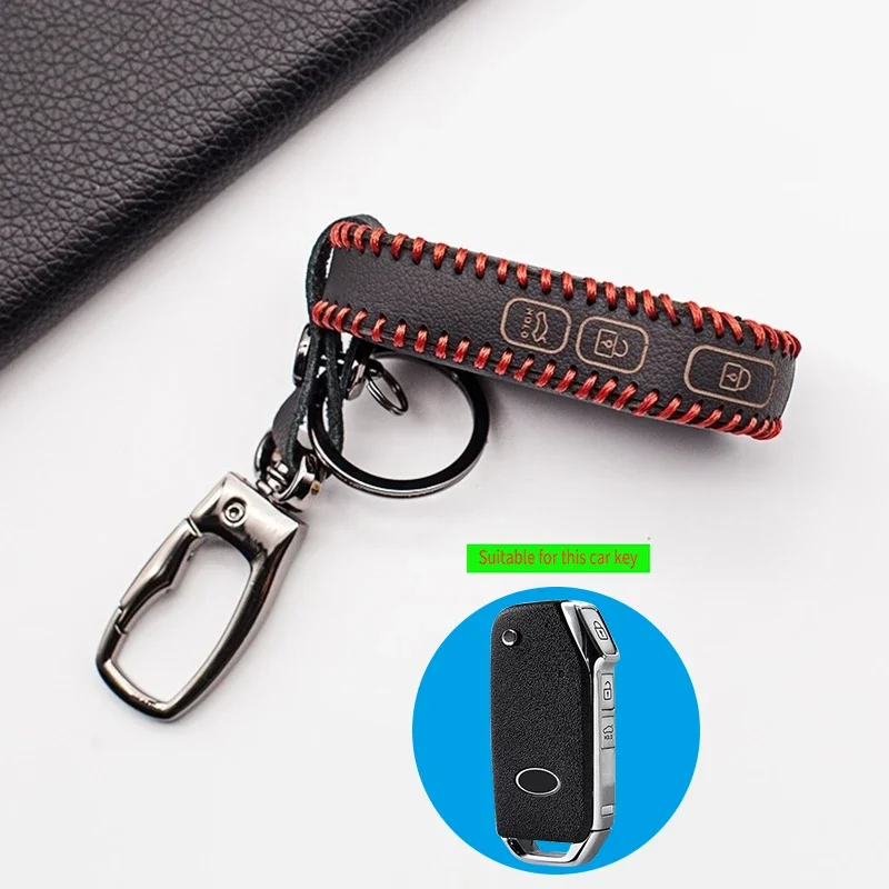 Leather Car Key Case for Kia Cerato Sportage Ceed Sorento K900 Stinger 2017 2018 2019 3 Buttons Folding Remote Jacket Shell Fob