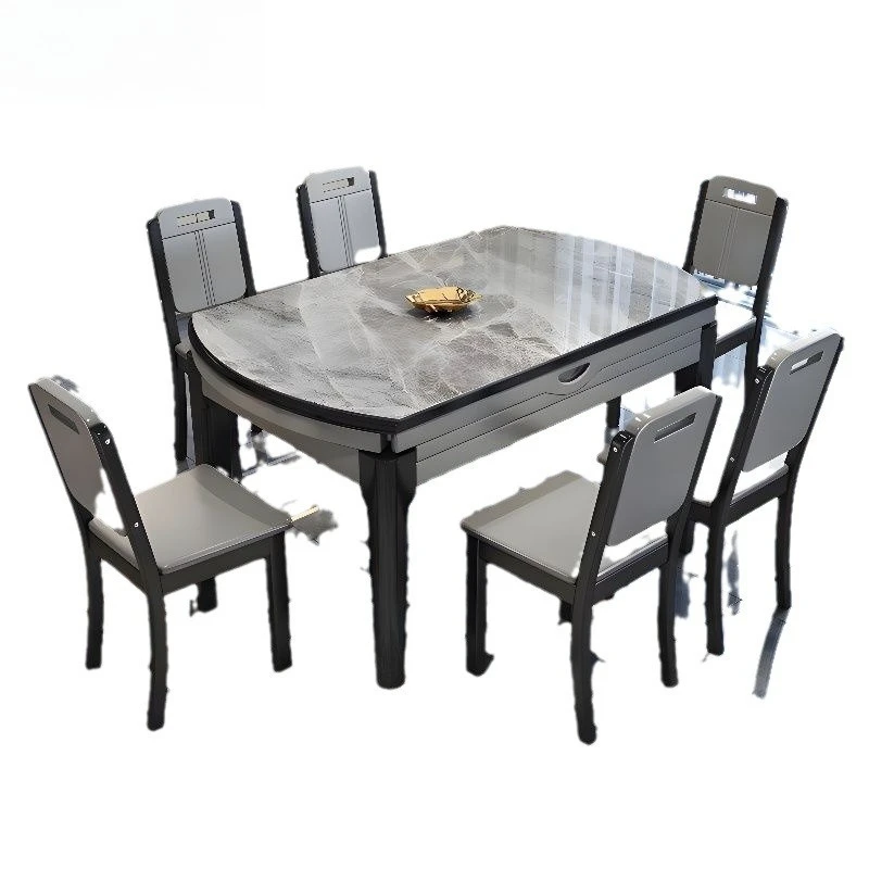 

Rock slab dining table and chair combination modern