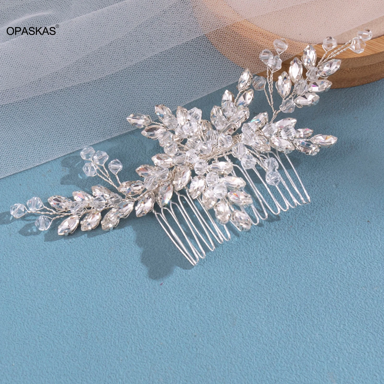 Błyszczący kryształowy grzebień do włosów ślubne akcesoria do włosów Rhinestone spinki do włosów nakrycie głowy nakrycie głowy różowy/srebrny kolor Barrettes biżuteria — zdjęcie 3