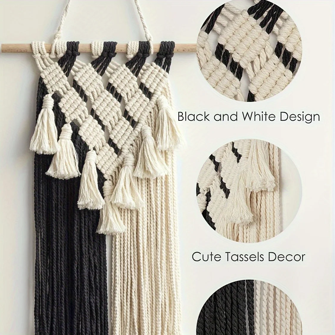 1pc Bohemian Macrame Wall Hanging Tapestry ,Woven Art for Bedroom, Living Room, Dorm Room, Gallery, Nodic Holiday
