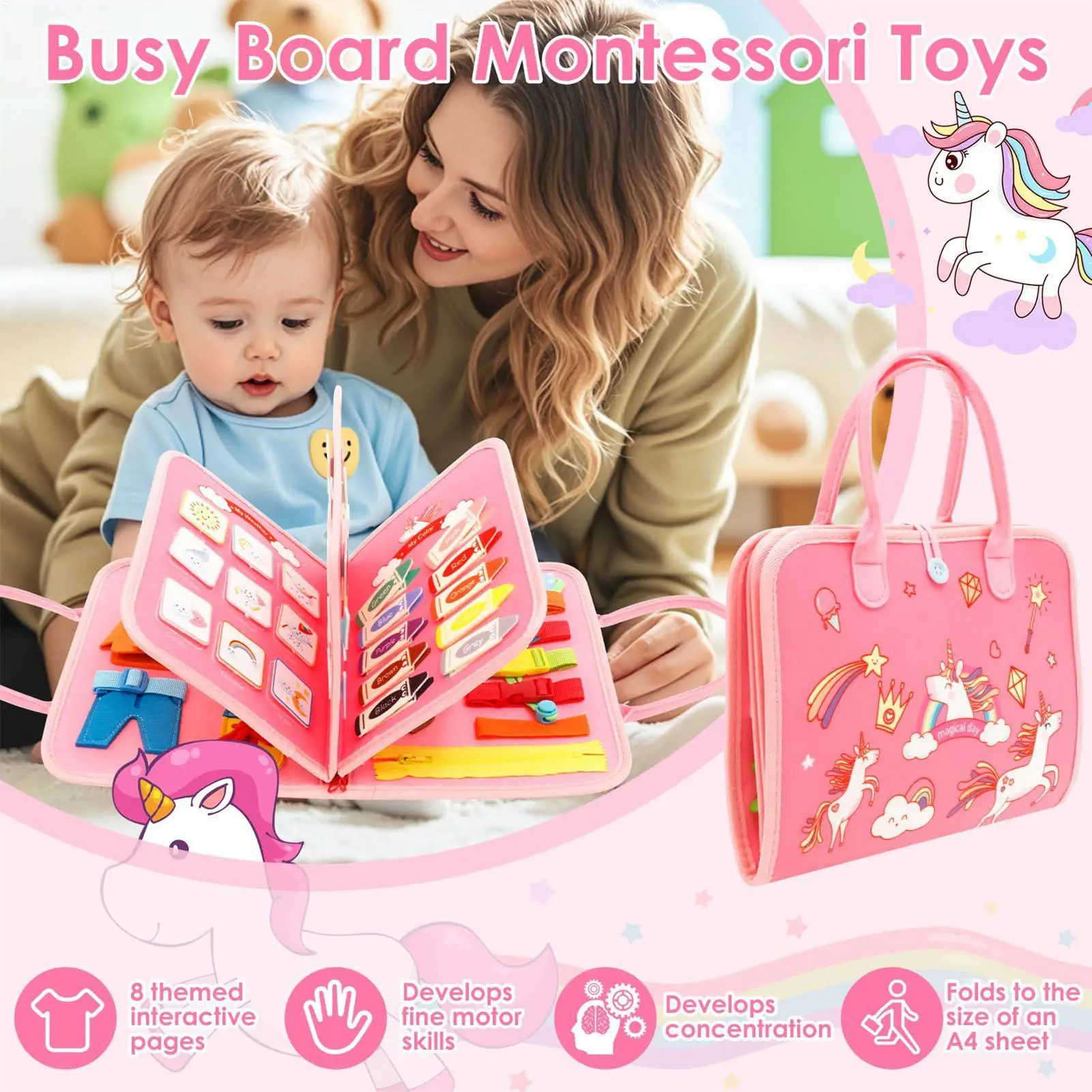 Baby Activity Board Felt Educational Activities Learning Board For Boys Girls Ages 3-8 Travel Car Airplane Classroom Preschool