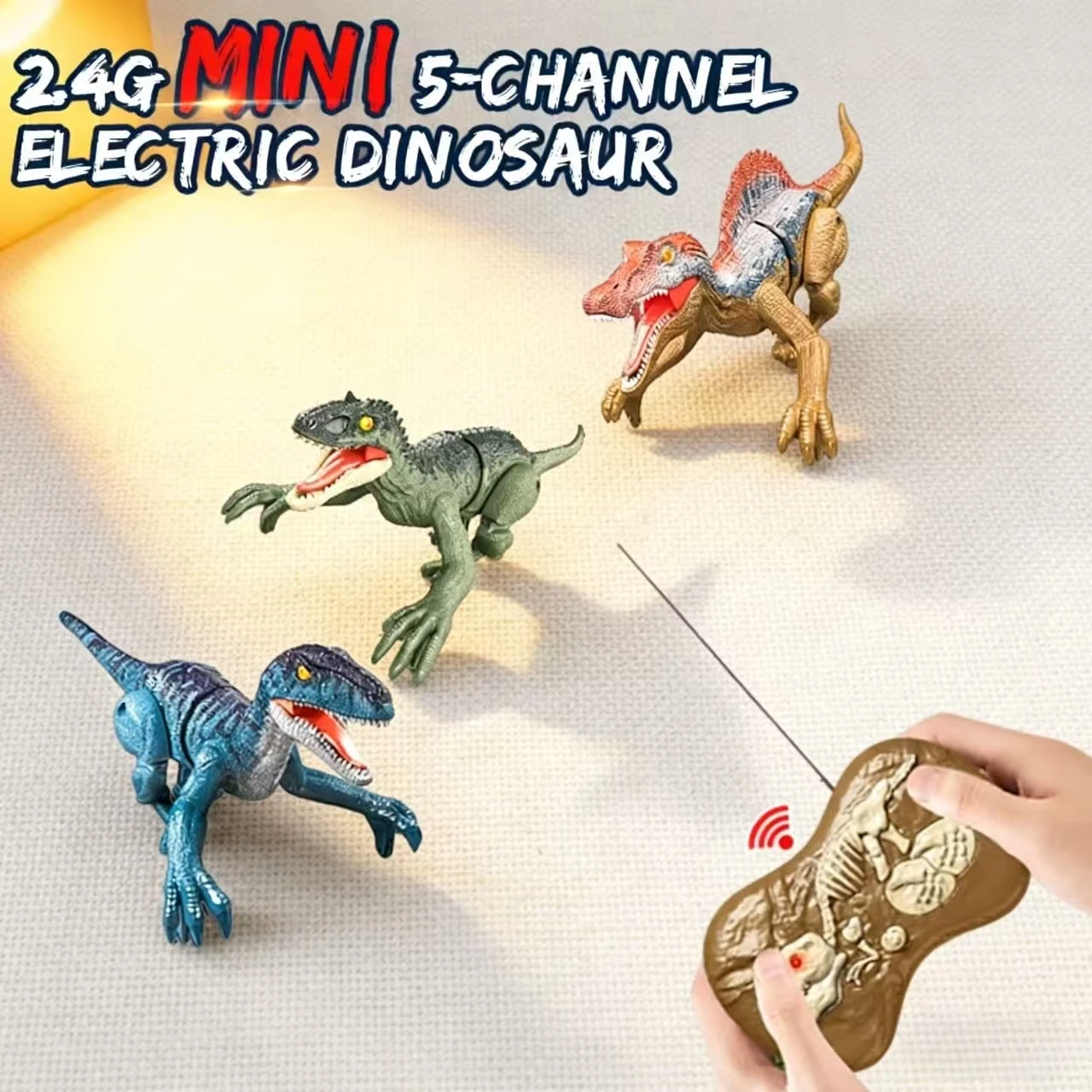 Jouet robot dinosaure télécommandé 2,4 GHz, mini dinosaure sonore et lumineux, meilleur cadeau pour l'anniversaire et la Noël des enfants