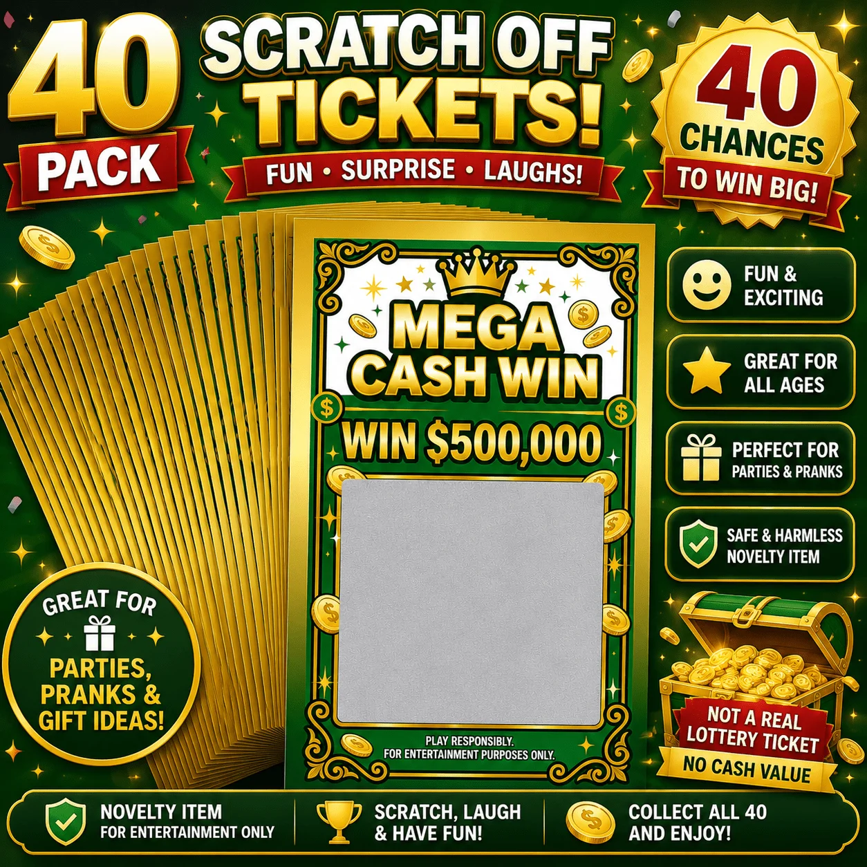 Gefälschte Gewinn-Rubbelkarten, Mega Cash Win 500K Scherz-Lotterie-Tickets, Neuartige Rubbelkarten für Partys, Aprilscherz-Spaß – Detail 1