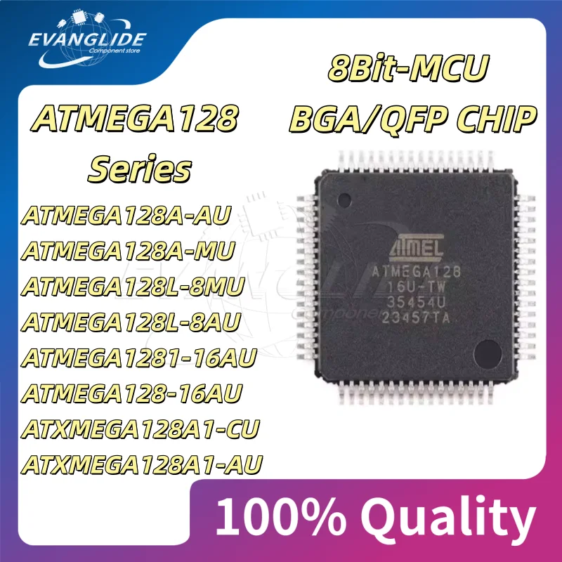 5 PCS/LOT ATMEGA128 Series 8Bit-MCU BGA100/QFP64 CHIP ATMEGA128A-MU ATMEGA128L-8MU ATMEGA128L-8AU ATMEGA1281-16AU ATXMEGA128A1