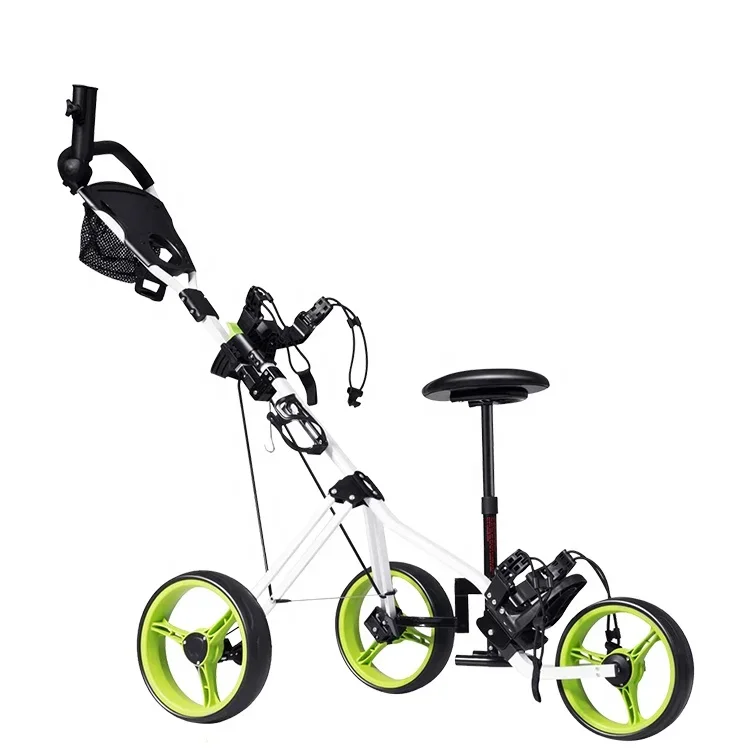 

Aluminum Structure 3 Wheel Golf Trolley One-click Foldable Golf Push Cart