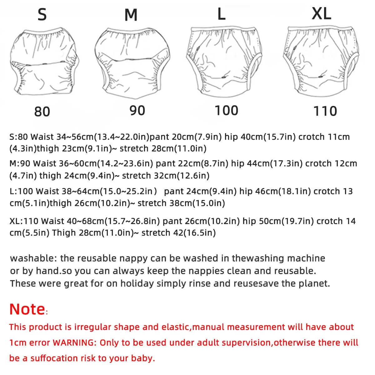 Baby Infant Toddler Waterproof Training Pants Cotton Changing Nappy Cloth Diaper Panties Reusable Washable 6 Layers Crotch