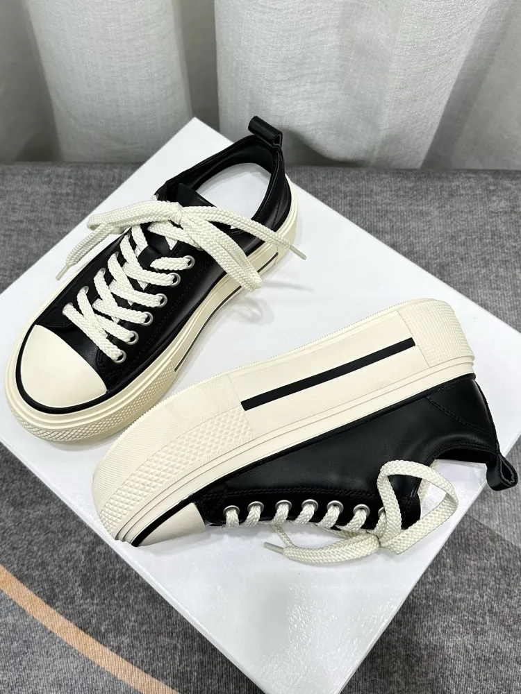 الترفيه نمط الإناث جلد البقر جولة تو الدانتيل متابعة مضخات بلون جلد طبيعي منصة الارتفاع زيادة أحذية عالية الكعب #3