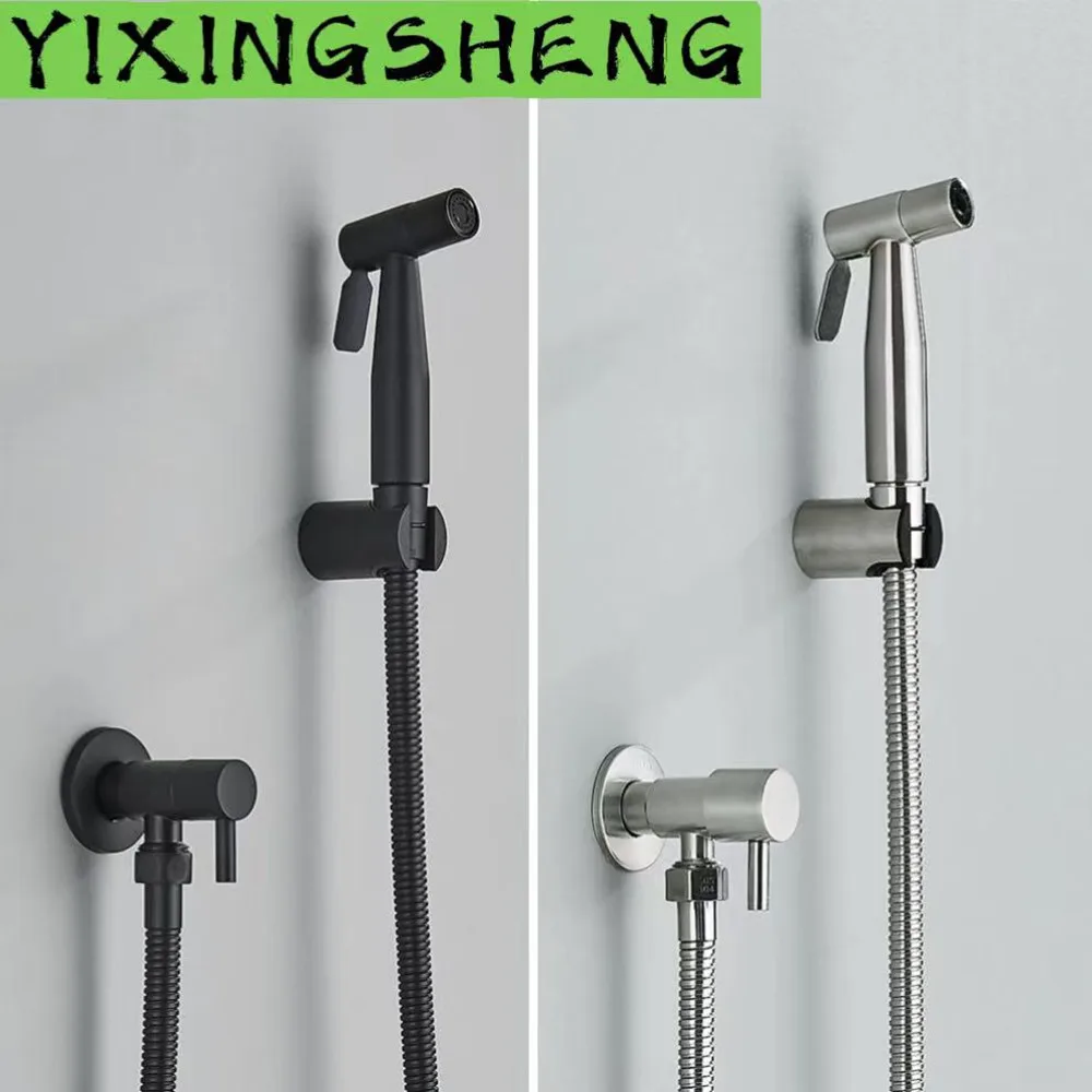 Robinet pulvérisateur de Bidet de toilette d'eau froide unique noir, salle de bains en acier inoxydable 304 Nickel douche Bidet nettoyeur mural pour femme