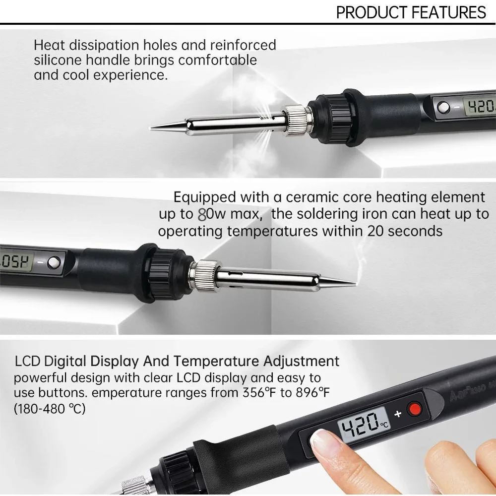 Temperature Electric Soldering Iron Kit 110V 220V 80W LCD Solder Welding Tools With XL830L Multimeter Welding Tool Kit