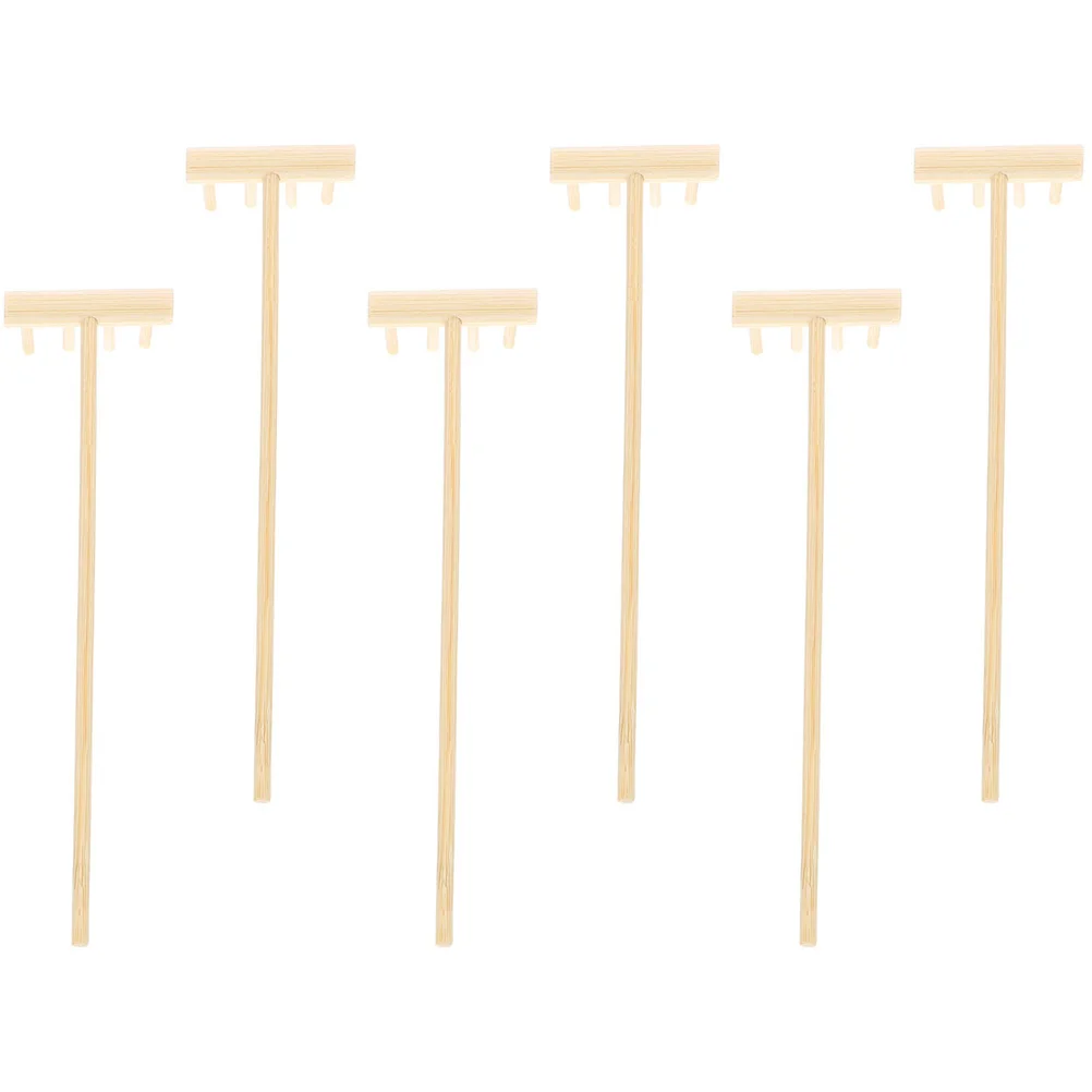 

6 Pcs Bamboo Rake Mini Garden Tools for Sand Tray Sandbox Table Decor Toy Creative Gift Sand Garden Tools Tabletop Rakes