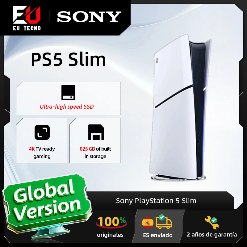 Versión UE Consola digital Sony PlayStation 5 Slim (825 GB) Grupo de modelos: Slim SSD de velocidad ultraalta Ray Tracing 4K TV Gaming Videojuego PS5 Slim