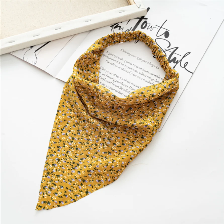 Damen Kleine Blumenmuster Stoff-Bandanas Mädchen Frische Dreieckige Kopftücher Damen Sommer Herbst Haarschals Haaraccessoires Turban – Detail 13