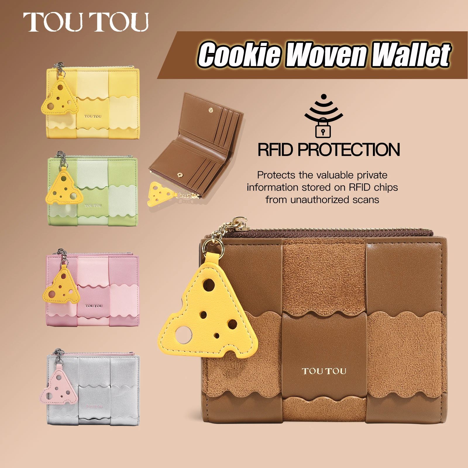 TOUTOU Colorblock Key Case Short Wallet Coin Halloween Purse Spooky Season PursesSmall Wallet Luxury Original Designs Purse