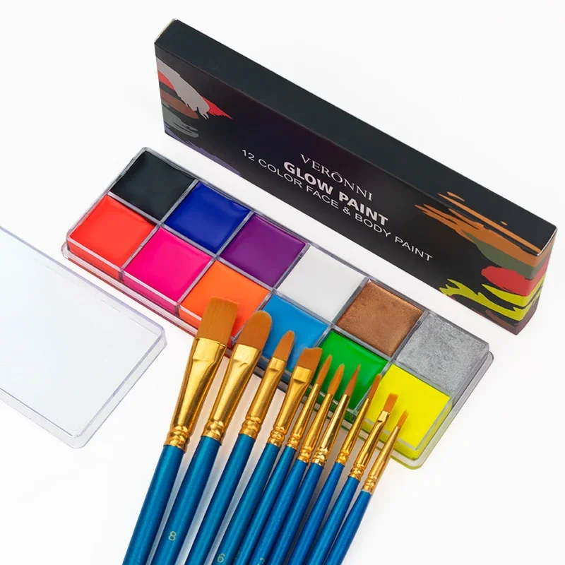 20 kleuren gezicht lichaam olieverfschilderij verf pigment niet giftig veilig kinderen flash tattoo schilderij met borstel kunst Halloween cosplay feest