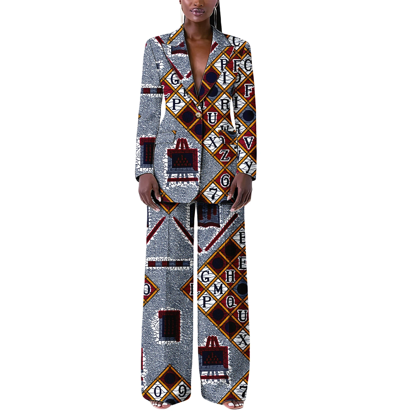 بدلة أفريقية للنساء Dashiki Kente سترات وسراويل مطبوعة مكونة من قطعتين ملابس أنيقة للحفلات والعمل