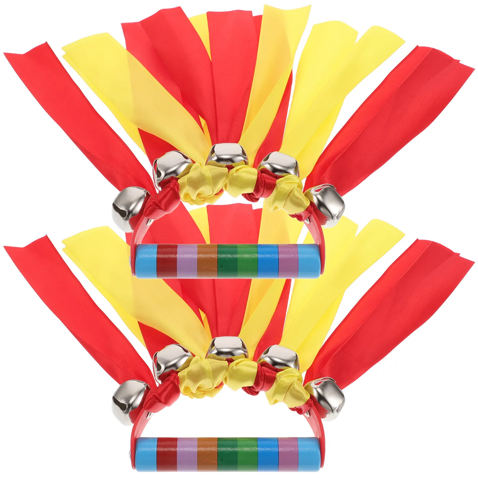 

1Pair Kids Handbells with Plastic Handle Colorful Fabric Ribbons for Rhythmic Gymnastics Dance Performances Early Education