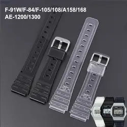 18mm Watch Strap for Casio F-91W/F84/F105/108/A158/168 AE-1200/1300 Transparent Colorful Silicone TPU Band Bracelet Accessories