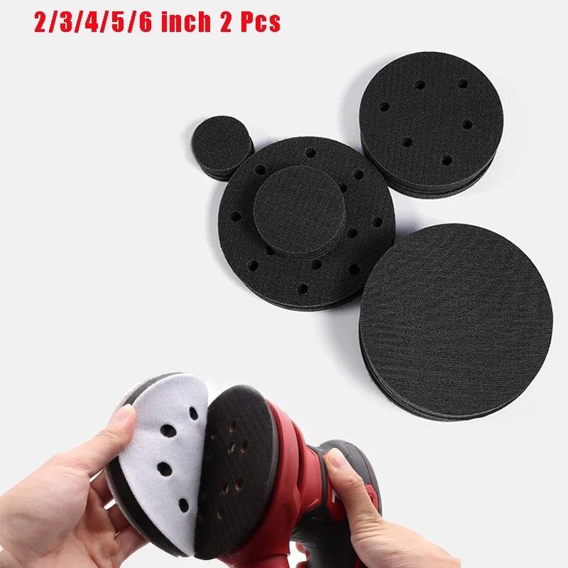 2 Pcs Interface Pad 2/3/4/5/6 Inch Hook and Loop Soft Sponge Cushion Buffer Pads for Sanding Disc Orbital Sander Pads