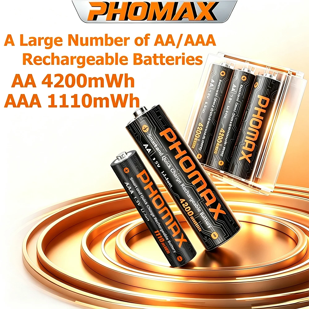 PHOMAX 1.5V AA AAA Rechargeable Battery Lithium ion Batteries and A Large Number of AA/AAA Cell for Flashlights Toys Clocks Play