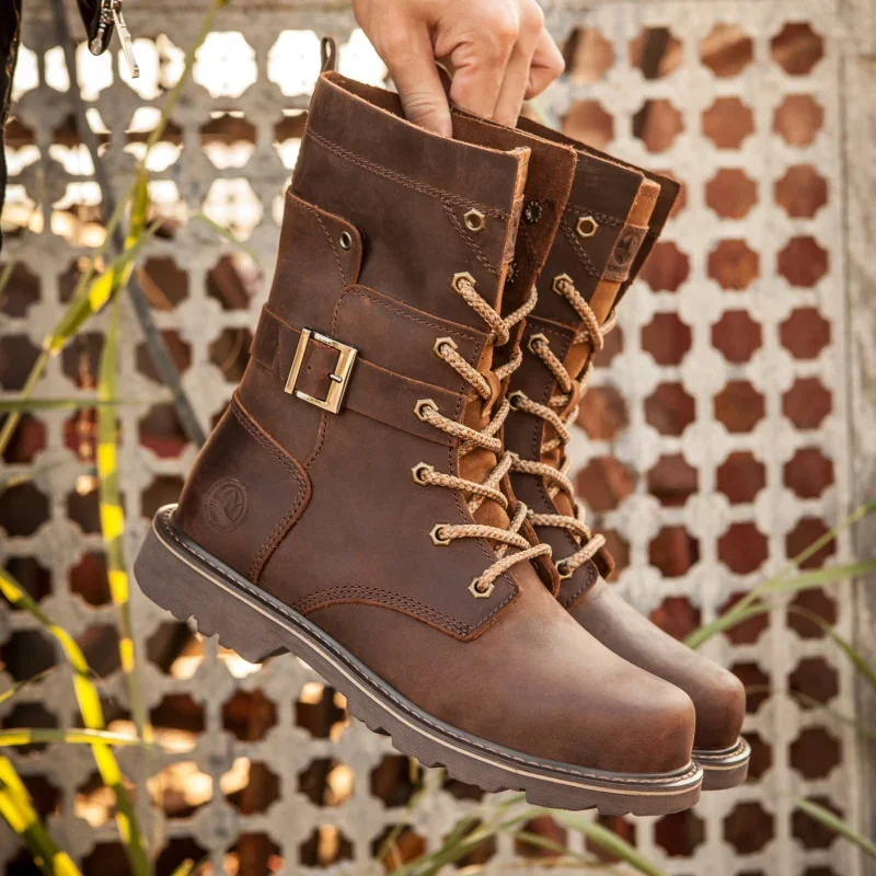 KOWM botas tácticas impermeables piel de vaca para senderismo hombre - imagen 4