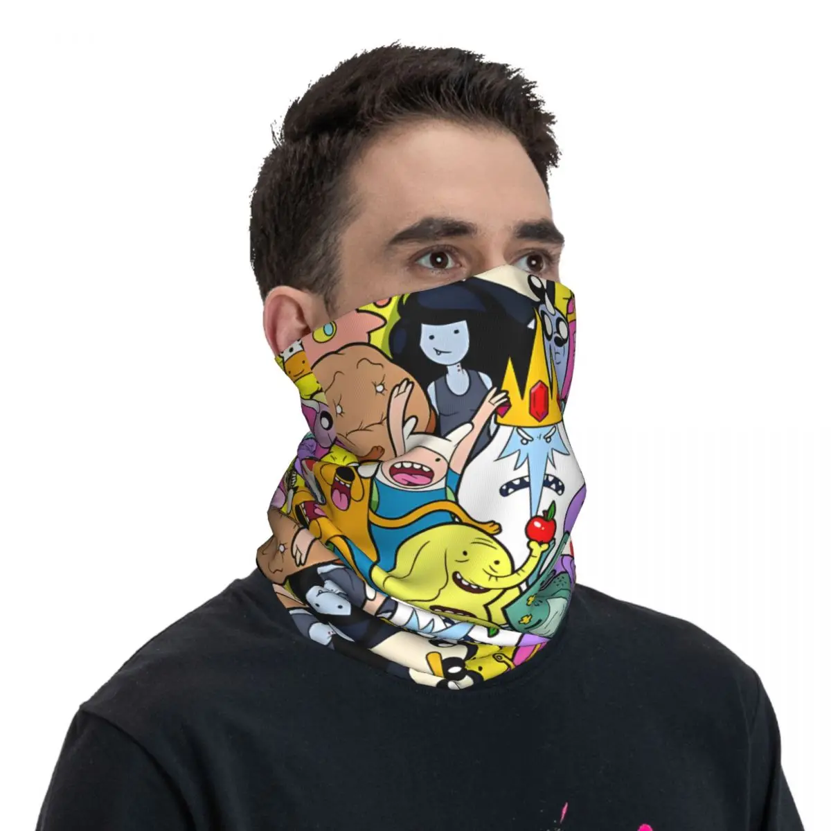 Couvre-cou bandana amusant pour adultes, masque facial A-Adventure Time, cagoule multi-usage, cyclisme, unisexe, coupe-vent, moto, club