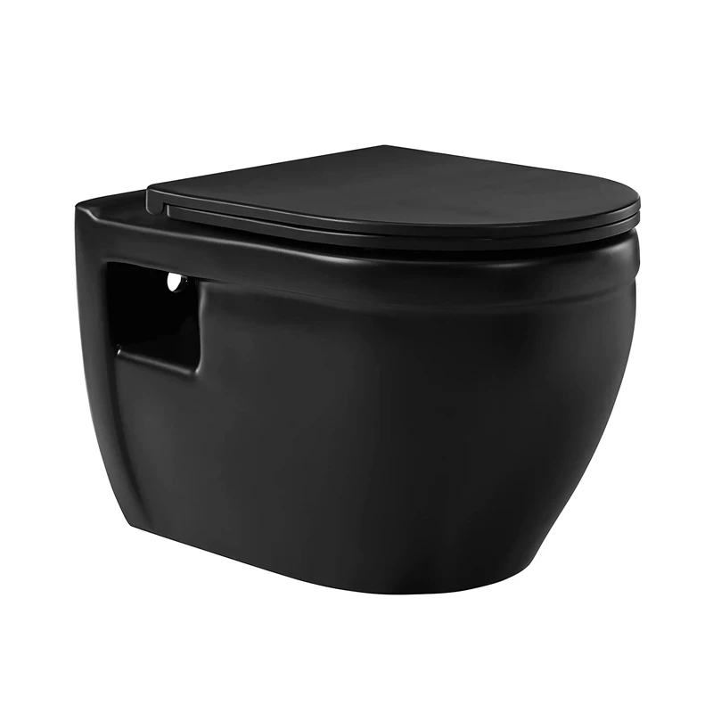 

Bathroom Black Wall-Hung Elongated Toilet Bowl Dual Flush with High-performance Gravity