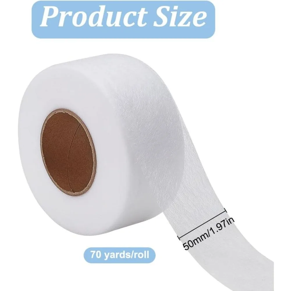 70 Yards Hot Melt Hemming Tape 2 Inch Fusible Webbing Tape Adhesives Fusible Batting Tape Fusible Tape for DIY Clothing Sewing