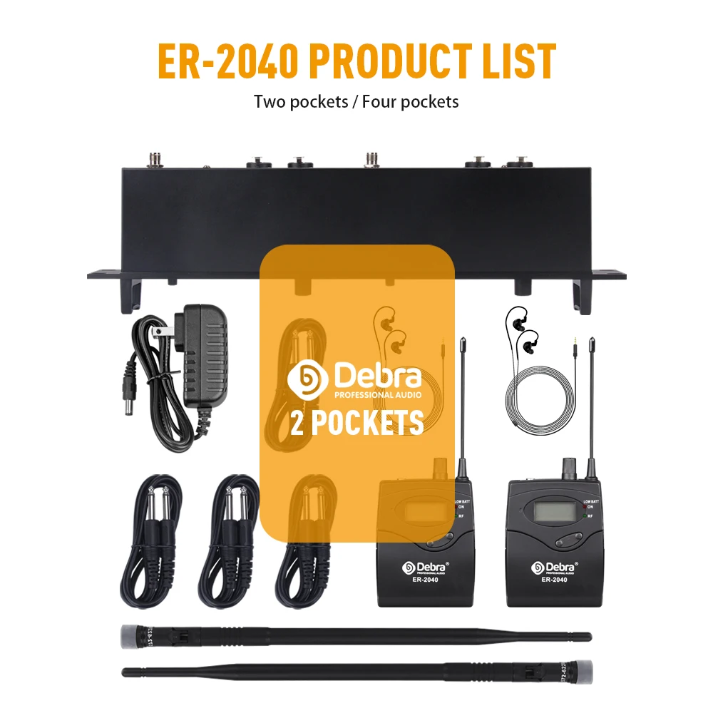 Debra ER-2040 In-Ear Drahtloses Monitorsystem, UHF mit Mehrfachempfängern für Bühnenshows, Hochzeiten und Bands – Detail 9