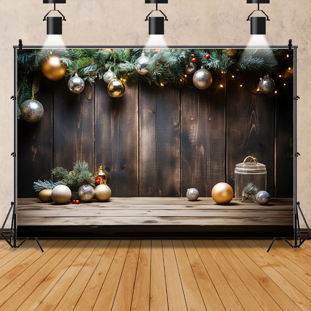 Christmas Photography Background Xmas Tree Gift Wooden Door Fireplace Family Party Decor Portrait Backdrop Photo Studio