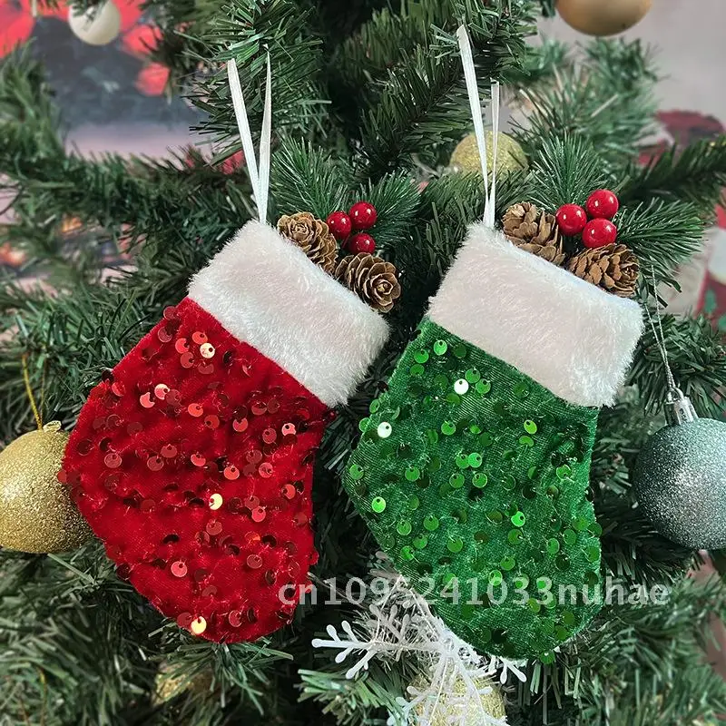 

Christmas decorative beads small socks mini Christmas stocking Christmas tree pendant hanging gift bag candy bag