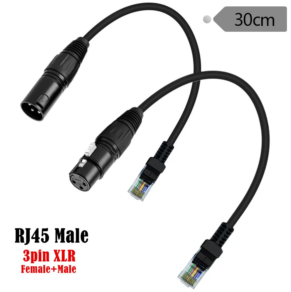 XLR 3pin Male &  Female to RJ45 male Network Connector Extension Cable for Cat5 Ethernet for DMX-CON Controller Series
