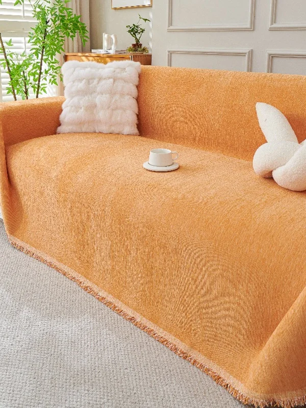 

Modern Simple Pure Color Chenille Sofa Cover Dustproof Decorative Cloth Universal Four Seasons Sofa Blanket Protection Cover