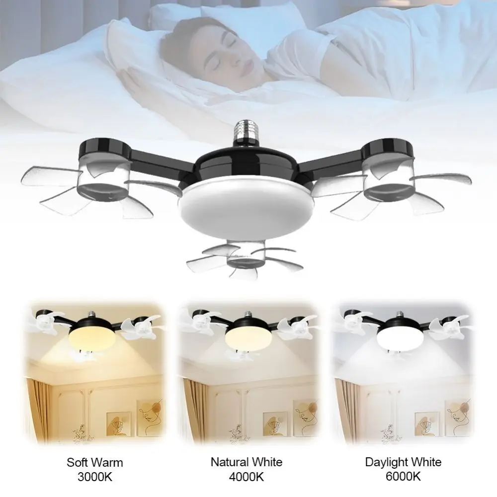 2 in 1 Ceiling Fan Remote Control 3 Gears Dimming Hanging Fan with LED Light Energy Saving Eye Protection Ceiling Lamp