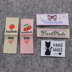 100 pcs a lot colorful handmade label tag clothing woven label main label kids clothing tags custom garment label