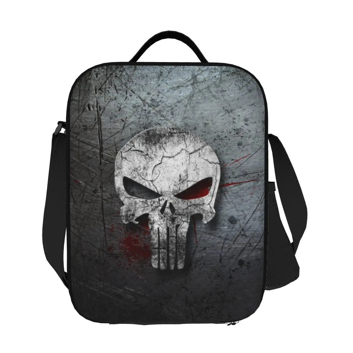 

Custom Skeleton Skull Heavy Metal Punishers Lunch Bag Women Cooler Thermal Insulated Lunch Boxes for Kids School Children