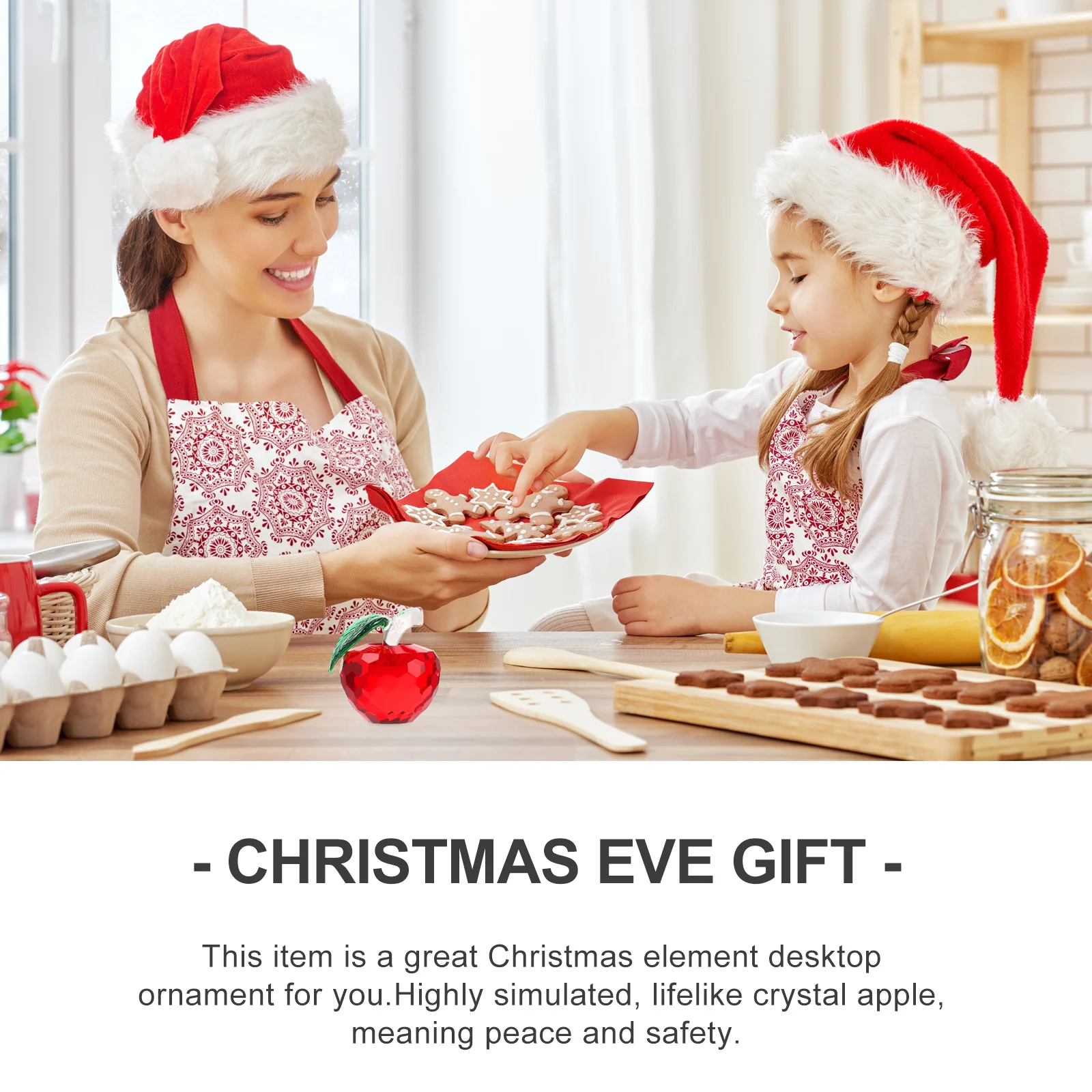 

1Pcs Crystal Apple Christmas Eve Present Desktop Ornament Highly Simulated Clear Crystal Decor Christmas Gift Paperweight