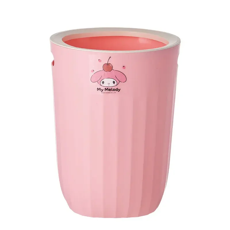 Sanrio Kawaii Kuromi Trash Cans My Melody Cinnamoroll Anime Cartoon Exquisite Portable Household Kitchen Bathroom Paper Baskets