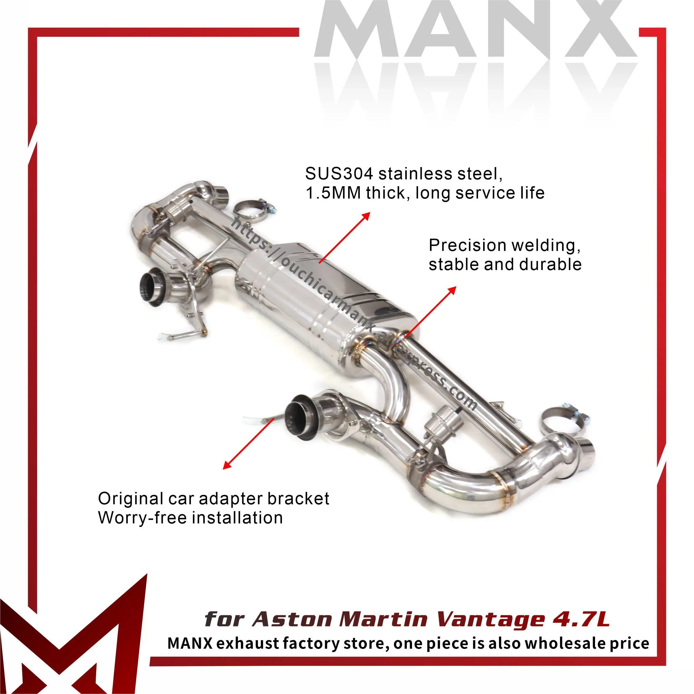 

Выхлопная система MANX для вакуумного клапана Aston Martin Vantage 4,7 л Catback из нержавеющей стали, непрерывные сюрпризы