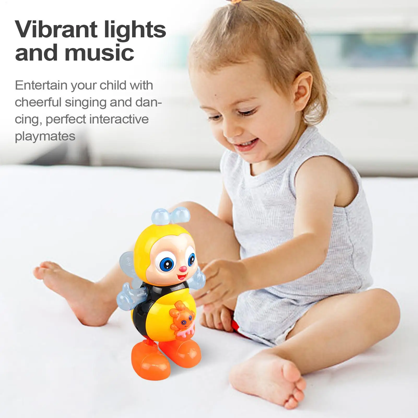 Dancing Bee Electric Toys With Musical And Lights Electronic Cartoon Bee Preschool Learning Toys Dancing Animal doll Singing Toy