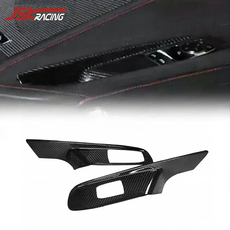 Dry Carbon Fiber Window Switch Lift Button Frame Cover For 2020-2023 Chevrolet C8 Z06 Z51