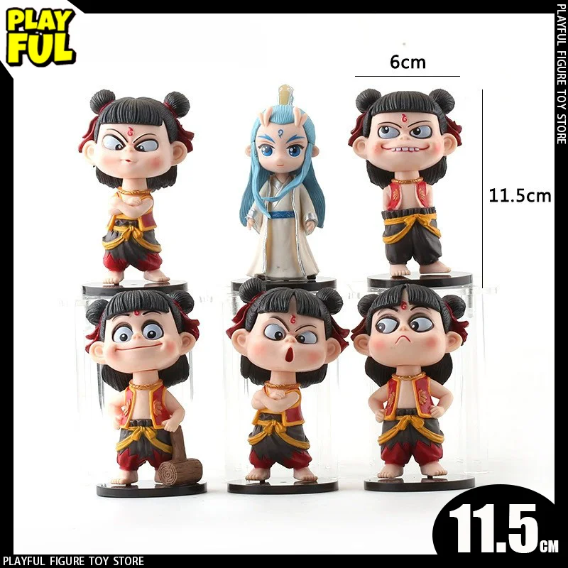 New In Stock Ne Zha 2 Ne Zha Aobing Anime Figure 6pcs 11.5cm Cute Pvc Ne Zha Aobing Doll Decorative Figurine Custom Toy Kid Gift