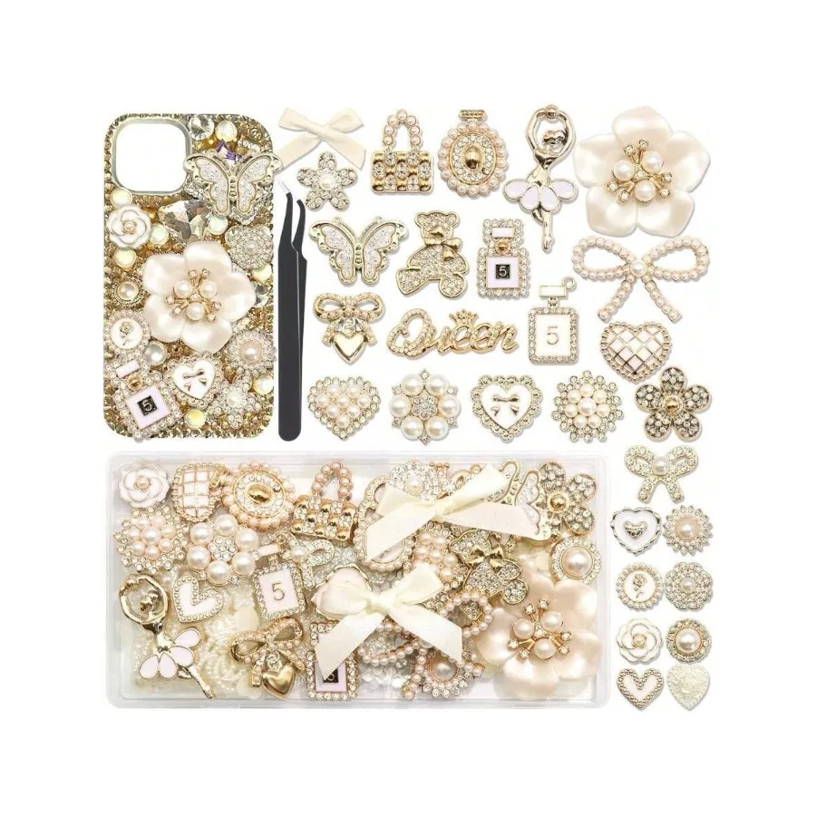 

Элегантные 3D-шармы для чехлов: цветы, банты, сердца, мишки. Набор для украшения чехлов с плоскими жемчужинами и аксессуарами для индивидуализации.